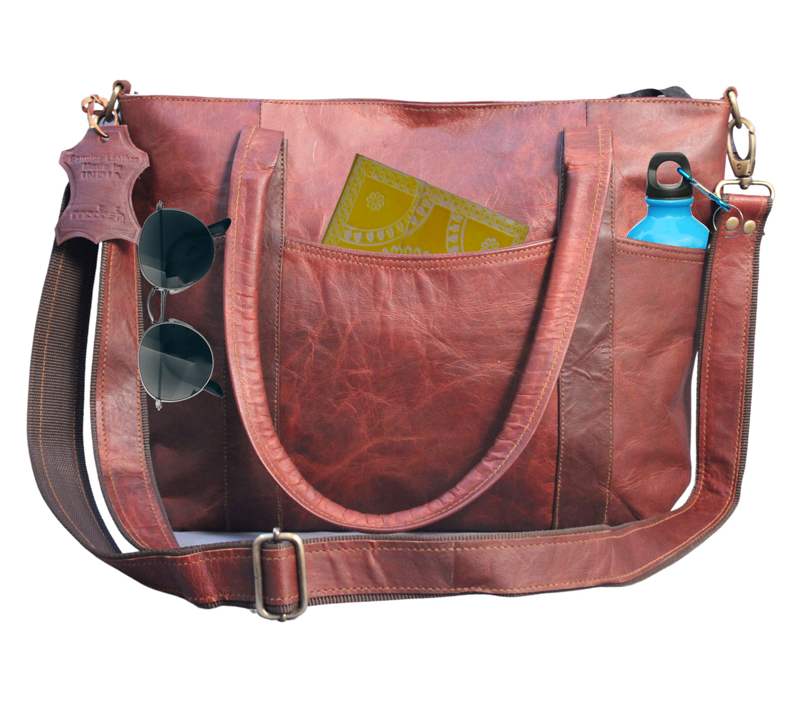 Women's Side Shoulder Crossbody Bag Genuine Leather Tote Bag Brown Daily Wear Office Bag